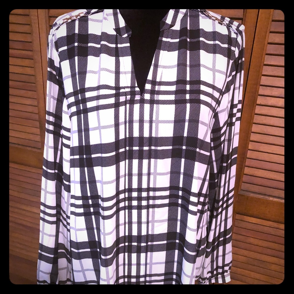 Blue/white tunic top